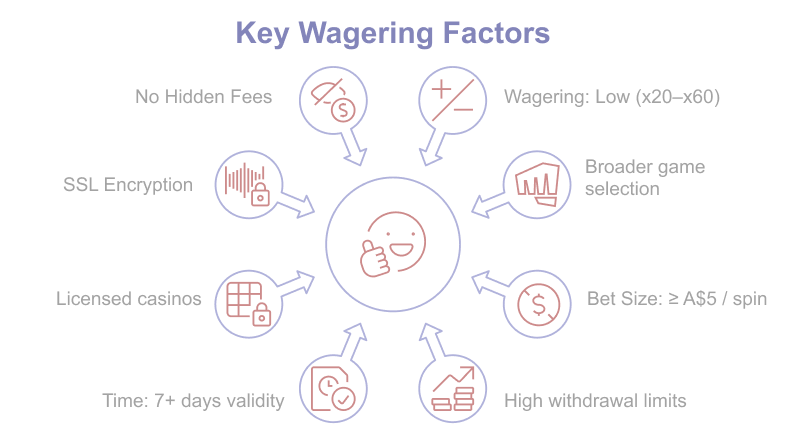 We rate the best 25 free spins no deposit casinos in Australia based on low wagering, many eligible games, flexible bet limits, high/no cashout caps, at least 7-day expiry, valid licensing with strong security, and full transparency with no hidden deposit rules.