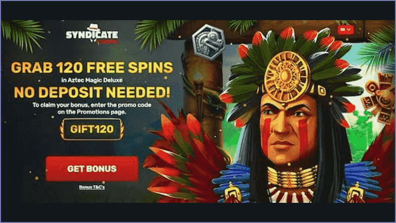 Syndicate Casino 120 free spins no deposit