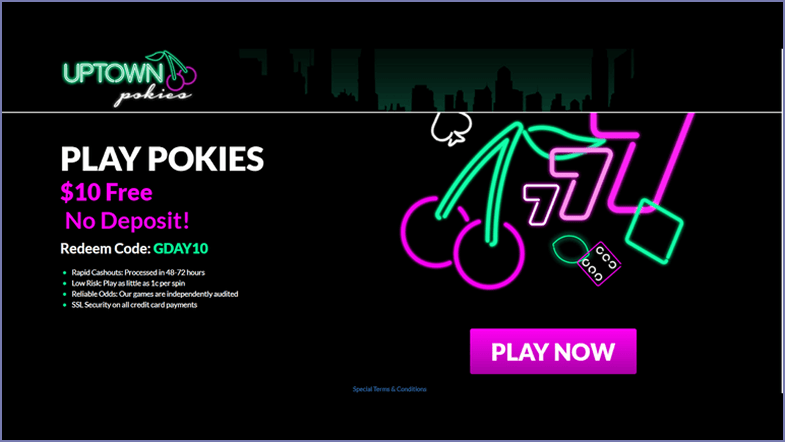 Uptown Pokies casino $10 free chip no deposit bonus